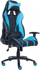 Кресло компьютерное игровое Everprof Lotus S16 экокожа черная/голубая