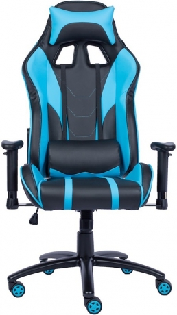 Кресло компьютерное игровое Everprof Lotus S16 экокожа черная/голубая