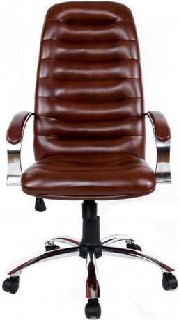 Офисное кресло руководителя Зорба Хром кожа коричневая