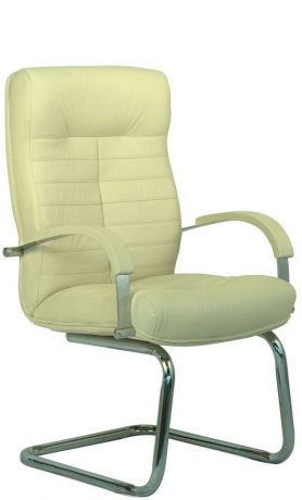 Офисное конференц-кресло с низкой спинкой Консул Хром кожа бежевая