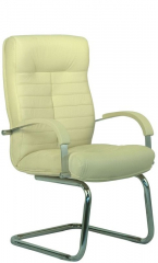 Офисное конференц-кресло с низкой спинкой Консул Хром кожа бежевая