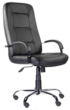 Кресло руководителя UTFC Идра В хром экокожа черная