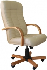 Офисное кресло руководителя Атлант Экстра кожа бежевая