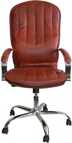 Офисное кресло руководителя Дипломат Хром кожа коричневая