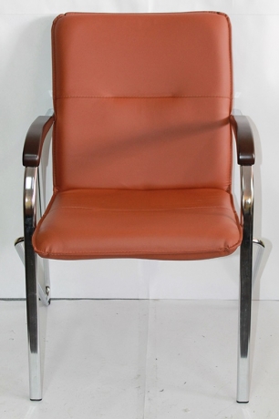 Стул офисный Самба Хром экокожа коричневый