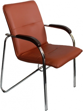Стул офисный Самба Хром экокожа коричневый
