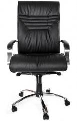 Офисное кресло руководителя Вип Хром МБ кожа черная