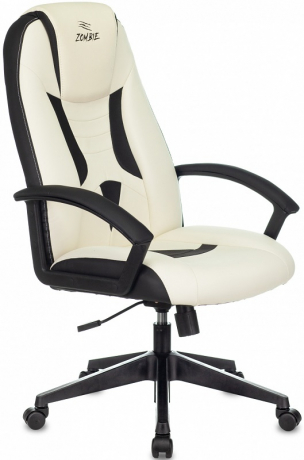 Кресло компьютерное игровое Zombie 8 белый/черный экокожа