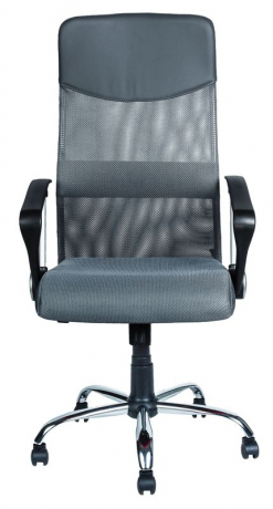 Компьютерное кресло Комфорт Люкс Арфа Хром ткань-сетка серая