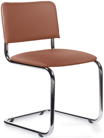 Стул офисный Сильвия хром экокожа коричневая