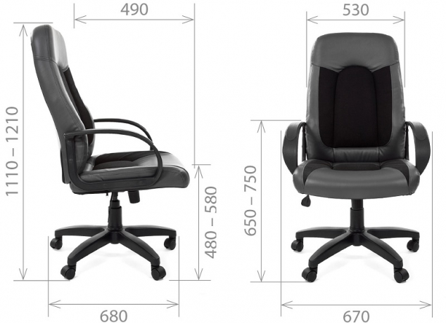 Кресло офисное компьютерное Chairman 429 ткань/экокожа черный/серый