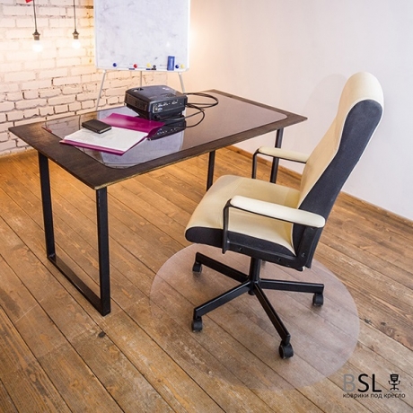 Коврик под кресло D.900 мм, прозрачный, гладкий, поликарбонат 0,8 мм.