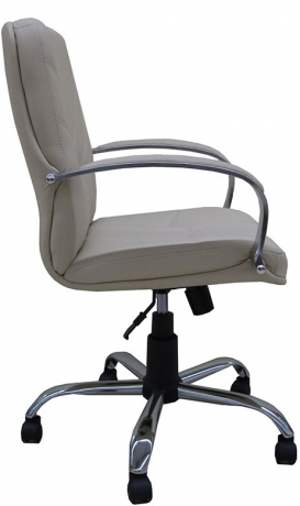 Офисное кресло с низкой спинкой Менеджер Хром кожа бежевая