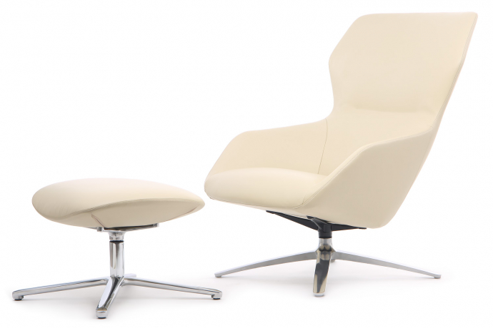 Кресло RV DESIGN Selin кресло + оттоманка бежевый