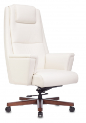 Кресло руководителя Бюрократ _DUKE белый кожа