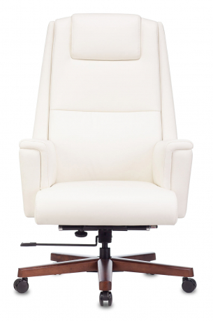 Кресло руководителя Бюрократ _DUKE белый кожа