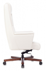 Кресло руководителя Бюрократ _DUKE белый кожа