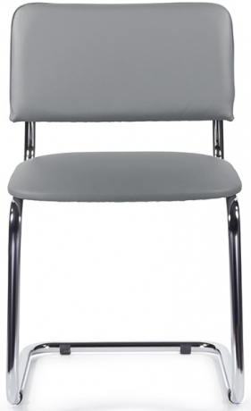Стул офисный Сильвия хром экокожа серая