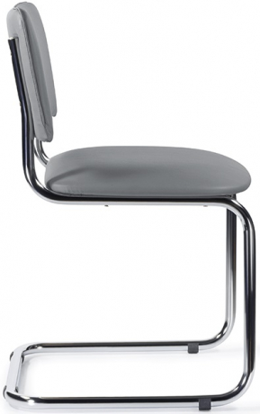 Стул офисный Сильвия хром экокожа серая
