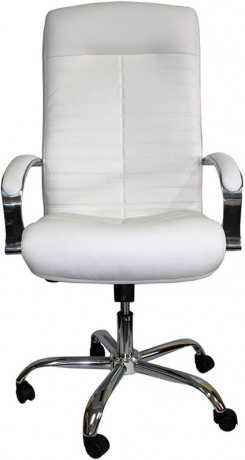 Офисное кресло руководителя Консул Хром экокожа белая