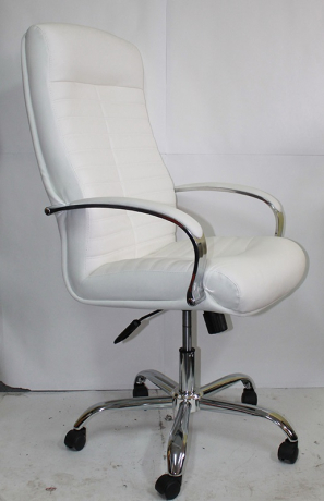 Офисное кресло руководителя Консул Хром экокожа белая