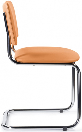Стул офисный Сильвия хром экокожа оранжевая