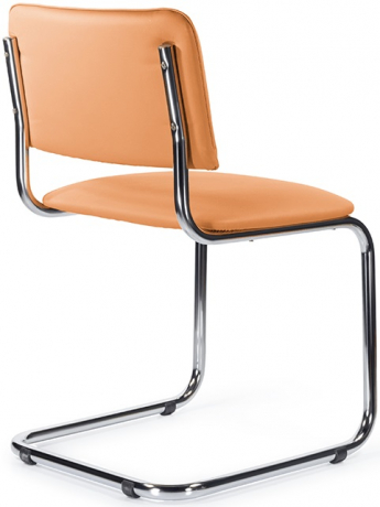 Стул офисный Сильвия хром экокожа оранжевая