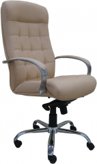 Офисное кресло руководителя Стиль Хром МБ кожа бежевая