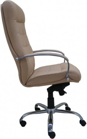 Офисное кресло руководителя Стиль Хром МБ кожа бежевая