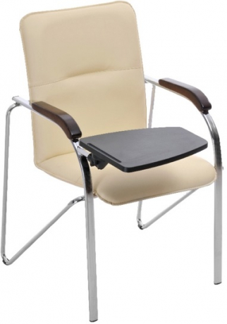 Стул офисный Самба Хром с пюпитром экокожа бежевая