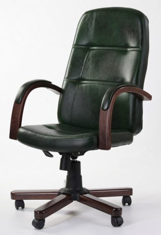 Офисное кресло руководителя Зенит Ультра Экстра H кожа зеленая