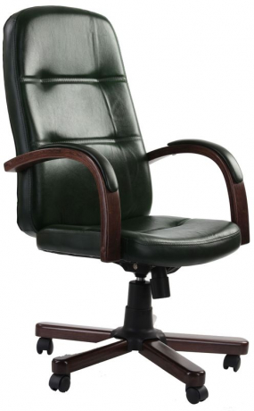 Офисное кресло руководителя Зенит Ультра Экстра H кожа зеленая