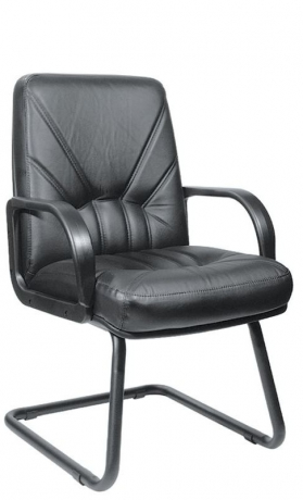 Офисное конференц-кресло с низкой спинкой Менеджер Стандарт экокожа черная