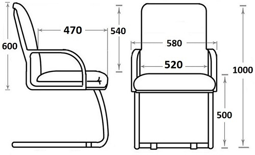 Офисное конференц-кресло с низкой спинкой Менеджер Стандарт экокожа черная