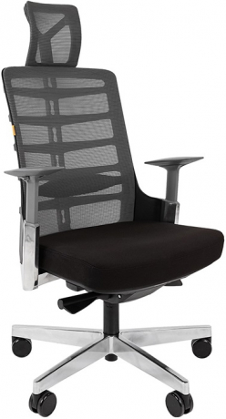 Ортопедическое офисное кресло Chairman Spinelly сетка/ткань серый/черный 