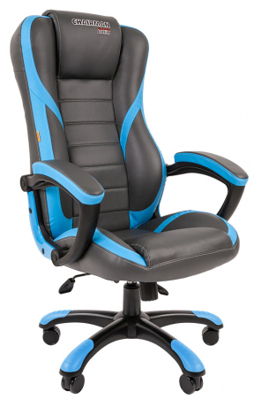 Игровое кресло Chairman Game 22 экокожа серый/голубой