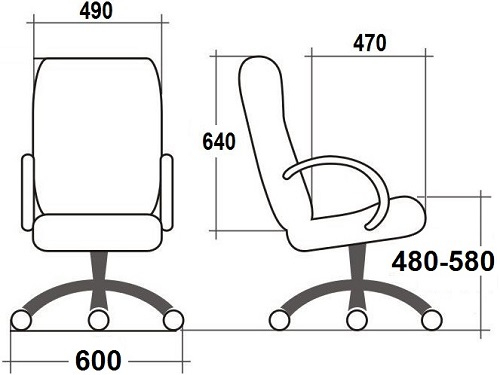 Кресло офисное компьютерное Менеджер Эконом экокожа черная