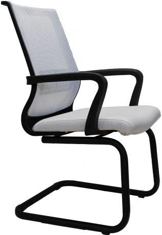 Офисное конференц-кресло Aero Black экокожа/сетка белая