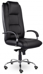 Кресло руководителя UTFC Борн С-44 В хром кожа черный