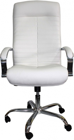 Офисное кресло руководителя Консул Хром кожа белая