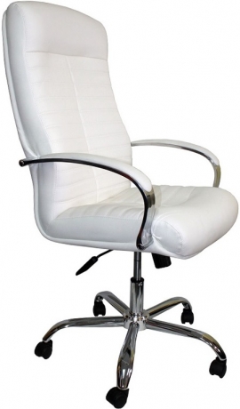 Офисное кресло руководителя Консул Хром кожа белая