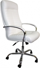 Офисное кресло руководителя Консул Хром кожа белая