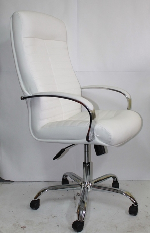 Офисное кресло руководителя Консул Хром кожа белая
