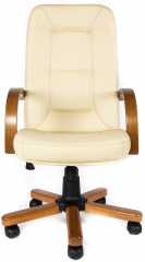Офисное кресло руководителя Пилот Экстра кожа бежевая
