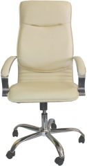 Офисное кресло руководителя Нова Хром кожа бежевый