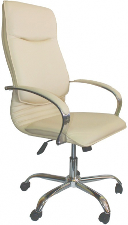 Офисное кресло руководителя Нова Хром кожа бежевый
