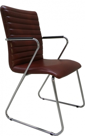 Стул офисный Task Chrome экокожа коричневая