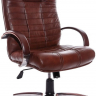 Кресло офисное с низкой спинкой Атлант Хром кожа коричневая