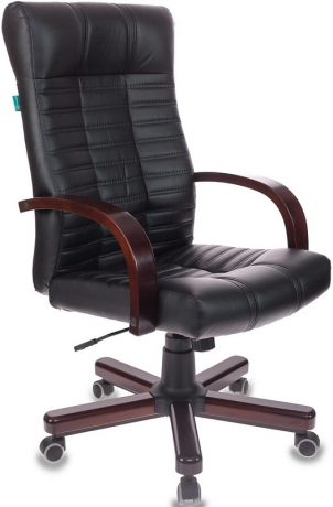 Офисное кресло руководителя Бюрократ KB-10WALNUT Атлант экокожа черная