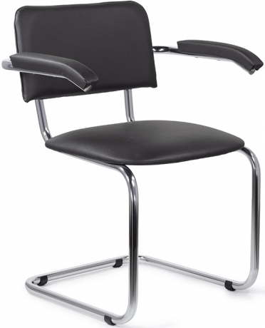 Стул офисный Сильвия с подлокотниками кожзам черный